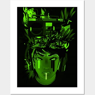Cyber punk with glowing face Posters and Art